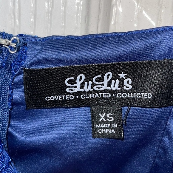 LULU'S Royal Blue Lace. V Neck Midi Dress, Size XS - Picture 4 of 8